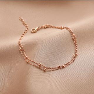 Beaded Layered Bracelet Rose Gold - One Size