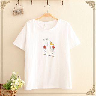 Duck Print Short-sleeve Top