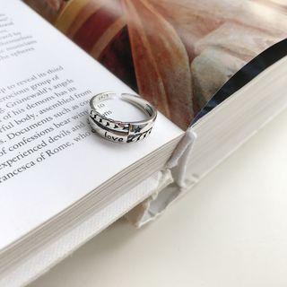 925 Sterling Silver Letter Perforated Ring K593 - Open Ring - Silver - One Size