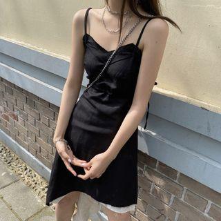 Spaghetti Strap Asymmetrical Mock Two Piece Dress