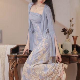 Light Jacket / Spaghetti Strap Maxi Dress / Set