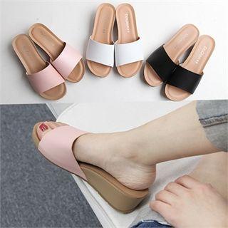 Open-toe Wedge-heel Mules