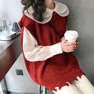 Double Collar Blouse / Ripped Vest