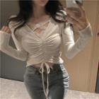 Cropped Drawstring Top White - One Size