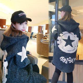 Patterned Hooded Knit Coat