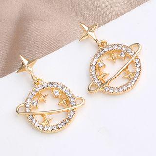Rhinestone Planet Drop Earring