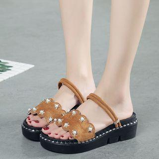 Star Faux-suede Platform Sandals