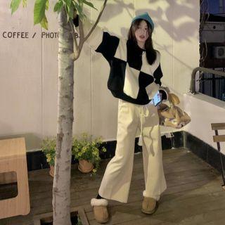 Check Sweatshirt / Wide-leg Pants