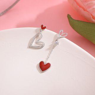 Asymmetric Heart Drop Earring 1 Pair - Heart - One Size