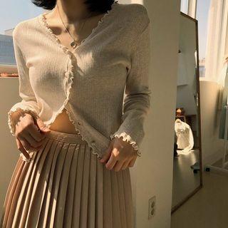 Lettuce-edge Punched Lightweight Cardigan