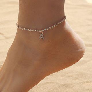 Alphabet Rhinestone Alloy Anklet