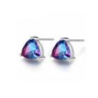 Sterling Silver Fashion And Elegant Geometric Triangle Earrings With Colorful Cubic Zirconia Silver - One Size
