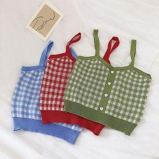 Color-block Heart Slim-fit Knit Tank Top