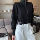 Ribbed Zip-up Sweatshirt