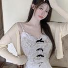 Bow Lace Camisole Top / Cardigan