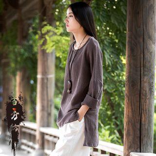 Dip-back Linen-blend Top