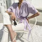 Self-tie Wrap Blouse