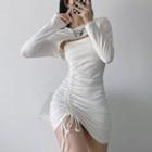 Set: Cropped Sweatshirt + Drawstring Dress