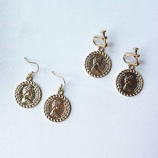 Metal Coin Dangle Earring