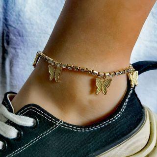 Butterfly Rhinestone Alloy Anklet