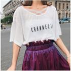 Lace Strap Short-sleeve Lettering T-shirt