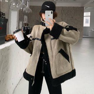 Stand-collar Patchwork Biker Jacket