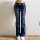 Low-rise Embroidery Skinny-fit Bootcut Jeans
