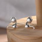 925 Sterling Silver Cat Earring R549 - Cat - Silver - One Size