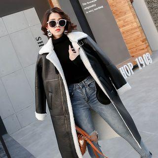 Zip Faux Leather Long Coat