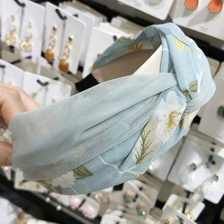 Floral Print Chiffon Headband Light Blue - One Size
