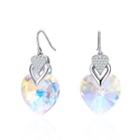 Crystal Heart Dangle Earring 1 Pair - As Shown In Figure - One Size