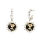 Rose Glaze Faux Pearl Alloy Dangle Earring 1 Pair - Gold - One Size