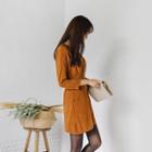 Faux-suede A-line Mini Dress