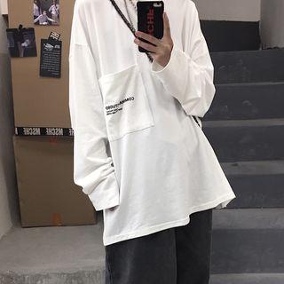 Lettering Front Pocket Long- Sleeve T-shirt