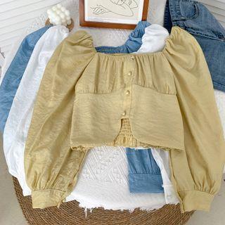 Asymmetrical Square-neck Crop Blouse