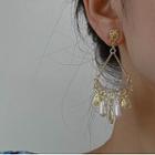 Drop Ear Stud 1 Pair - Gold & White - One Size