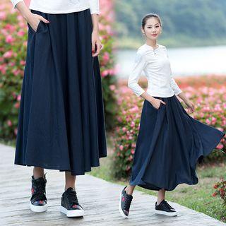 Linen Cotton Midi Skirt