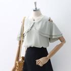 Cold-shoulder Layered Short-sleeve Chiffon Blouse