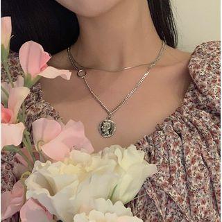 Alloy Coin Pendant Choker Silver - One Size