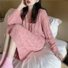 Cable-knit Sweater Dress Pink - One Size