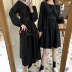 Balloon-sleeve Tiered A-line Dress