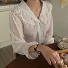 Lace Trim Blouse Off-white - One Size