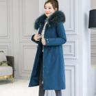 Furry Trim Zipped Long Coat