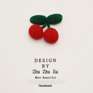 Cherry Yarn Hair Clip