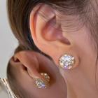 Rhinestone Magnetic Earring 1 Pair - Silver & Gold - One Size