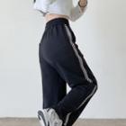 High-waist Contrast Trim Straight Leg Sweatpants
