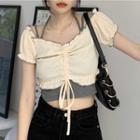 Short-sleeve Drawstring Crop Top / Cropped Camisole Top