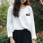 Long-sleeve Knit Top With Safety Pin Brooch