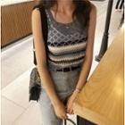 Color-block Pointelle Knit Tank Top