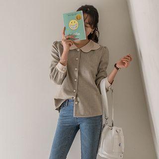 Scallop-collar Textured Blouse